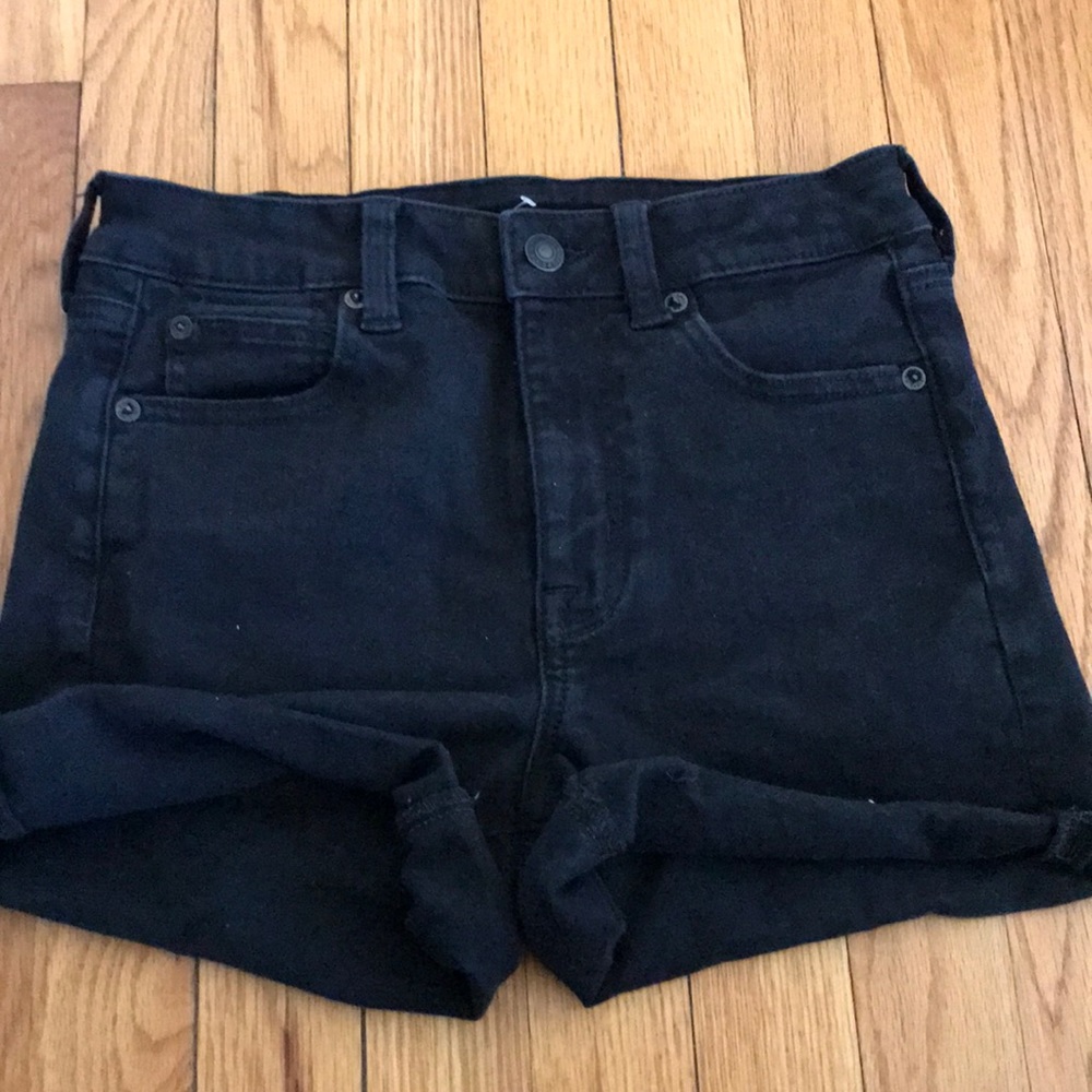 American Eagle high waisted black jean shorts